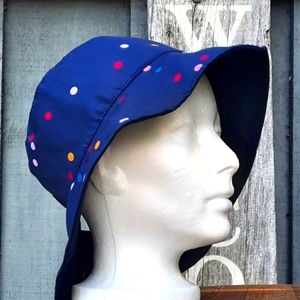 Reversible Blue Polka-Dot Sun Hat